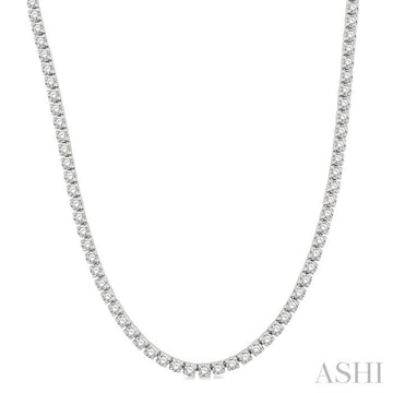 10 Ctw Round Cut Diamond Tennis Necklace in 14K White Gold